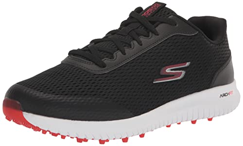 Skechers Max Fairway 3 Arch Fit Spikeless męskie buty do golfa Sneaker, czarny czerwony, 41.5 EU