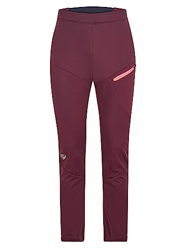 Ziener NABELLE damskie spodnie softshellowe, do biegów, wiatroszczelne przód, elastyczny tył, Velvet Red, 36