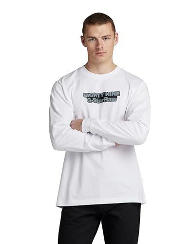 G-STAR RAW Męski T-Shirt Eighty Nine Gr Loose R T Ls, Biały (White D23886-c336-110), S
