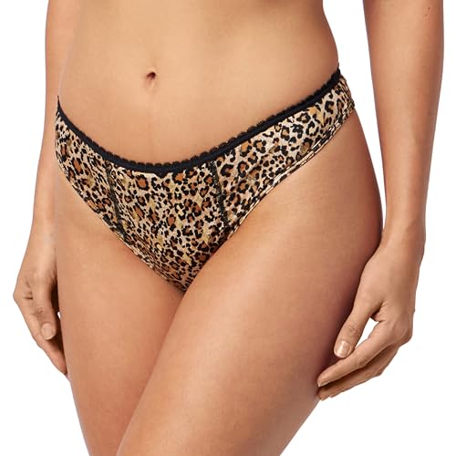 WYSOKIEJ CIŚNIENIE Majtki menstruacyjne Leopard Stringi dla kobiet z elastyczną koronką w czarnej talii, Ref LYS T38, chłonne i wielokrotnego użytku, Leopard, 36