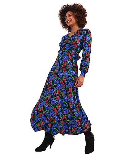 Joe Browns Damska sukienka midi z jasnymi kwiatami z bufiastymi rękawami, wielokolorowa, 14P, multi, 40-Maly