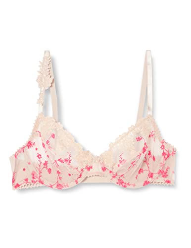 Passionata WHITE NIGHTS, bardzo kryjący biustonosz z fiszbinami, bielizna damska, Dune/Pink Fluo, 85E