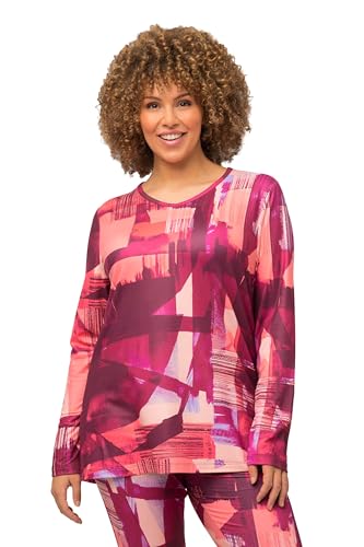 Ulla Popken Damska koszulka funkcyjna narciarska, abstrakcja, Loop T-Shirt, czerwony purpurowy, 50/52