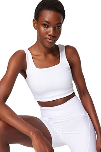 Trendyol FeMan Crop Square Collar Knit biustonosz sportowy, biały, XS, biały, XS
