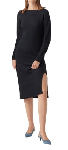 Bestseller A/S Damska sukienka VMLEFILE LS Boatneck Calf Noos, czarna, L, Schwarz, L