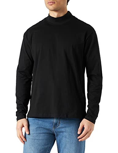Urban Classics Męski T-shirt Heavy Boxy Mock Neck Longsleeve T-shirt z długim rękawem, czarny, rozmiary S - 5XL, czarny, XXL