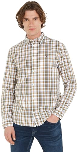 Tommy Jeans Męska koszula TJM Reg Essential Check Casual, Biała kratka, M