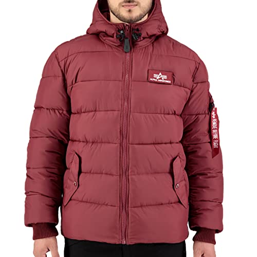 ALPHA INDUSTRIES Męska kurtka z kapturem Puffer Alpha Fd Baby, 184-Burgundowy, L