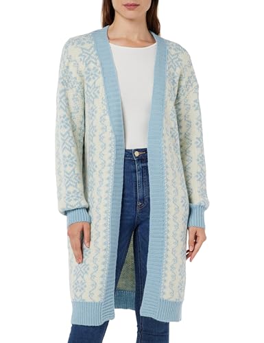 SIDONA Kardigan damski 15425015-SI01, niebieski wełniany biały, M/L, Niebieski, wełniany biały, M-L