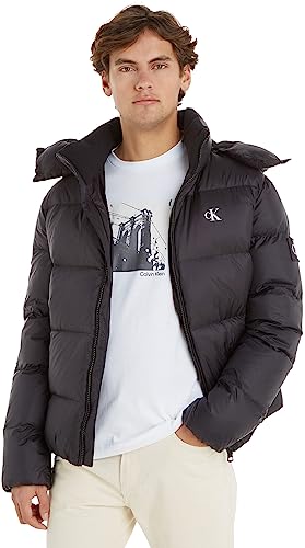 Calvin Klein - męskie płaszcze - kurtka puchowa męska - kurtka puchowa męska, czarna kurtka - męska kurtka puchowa Essentials płaszcz puchowy, Czarny, M