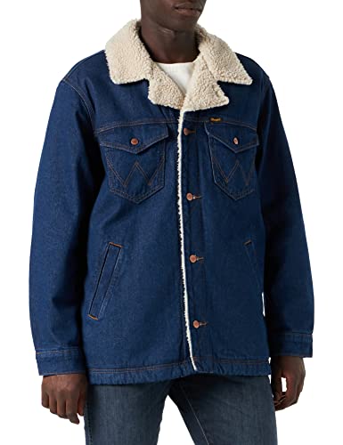Wrangler Męska kurtka jeansowa Wrange Sherpa, Niebieski retro, M