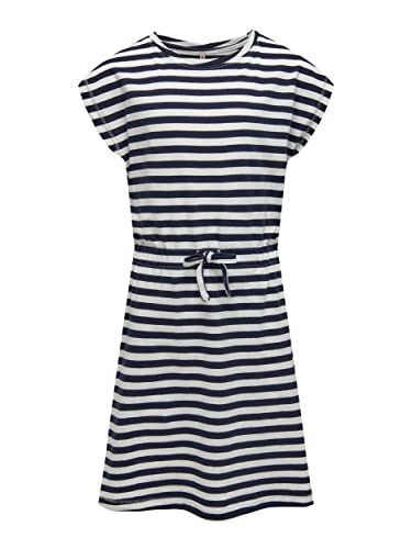 ONLY Dziewczęca Konmay S/S Dress Noos JRS sukienka z dżerseju, Navy Blazer/Stripes: Cloud Dancer, 158/164 cm