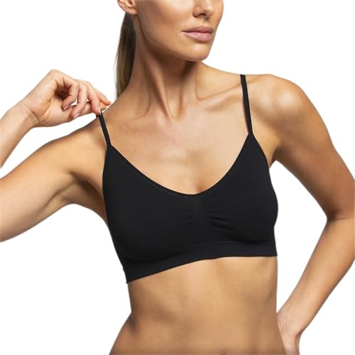 POMPEA Brassiere Bezszwowa biustonosz Damski, Czarny, S-M