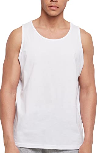 Build Your Brand Męski Basic Tank T-Shirt, Basic męski tank top z bawełny na lato, dostępny w wielu kolorach, rozmiary XS-5XL, biały, 4XL