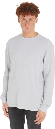 Tommy Jeans Męska koszulka TJM Reg Ls Waffle L/S dzianinowe topy, Srebrny szary, L