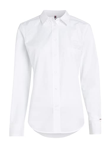 Tommy Hilfiger Damska koszulka Imd Org Co Regular Ls Casual, Th Optic White, 64
