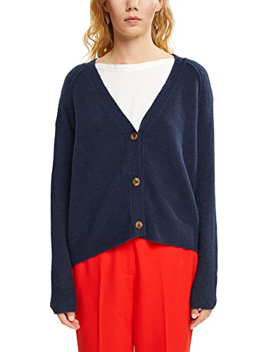 ESPRIT Z wełną: kardigan z dekoltem w serek, grantowy, XXL