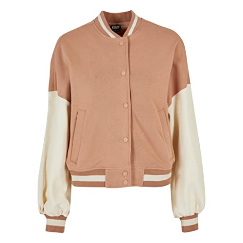Urban Classics Ladies Oversized 2 Tone College Terry Jacket, Kurtka damska, Amber/whitesand, Amber/whitesand, 3XL EU