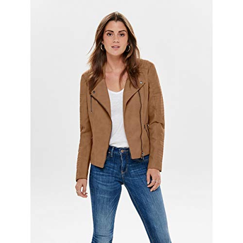 Only Onlava Faux Leather Biker Otw Noos Kurtka Damska, Tosty kokosowe., 32