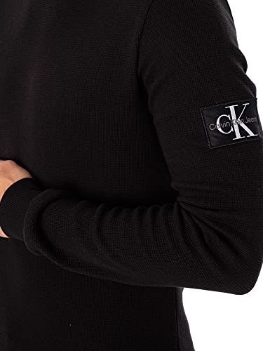 Calvin Klein Jeans Męska koszulka z waflami Ls L/S dzianinowe topy, Pamiątka niebieska, M