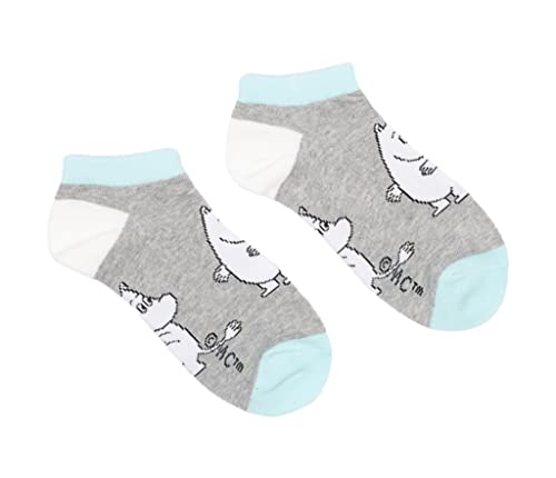 Moomintroll damskie skarpety do kostki Muminki, szare, EU 36-42, Szary, jasnoniebieski, biały