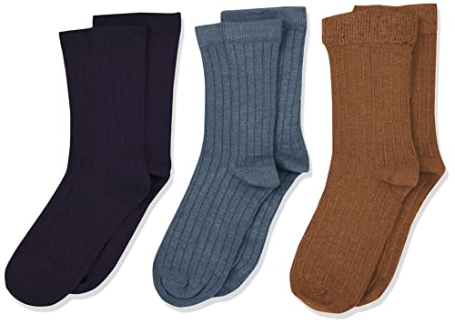 MINYMO Unisex Kids Wool Rib 3-pak skarpety wełniane, granatowy (Dark Navy), 23, granatowy, 23-26