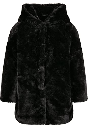 Urban Classics Dziewczęcy płaszcz Girls Hooded Teddy Coat, przytulna kurtka zimowa z kapturem, dostępny w 2 kolorach, rozmiary 110/116-158/164, czarny, 134/140 cm