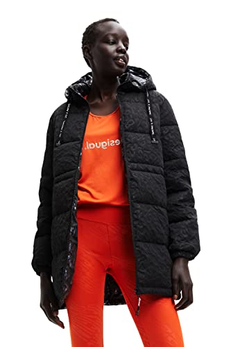 Desigual Damski długi płaszcz z podszewką, Schwarz, XS