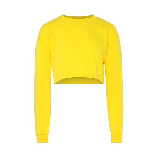 Hoona Damska bluza z długim rękawem ze 100% poliestru, z okrągłym dekoltem, żółta, rozmiar XL, żółty, XL
