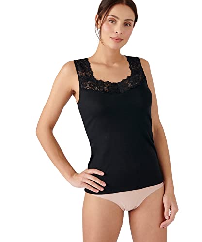 Damart Damski jedwabisty tank top bielizna, czarny, 42