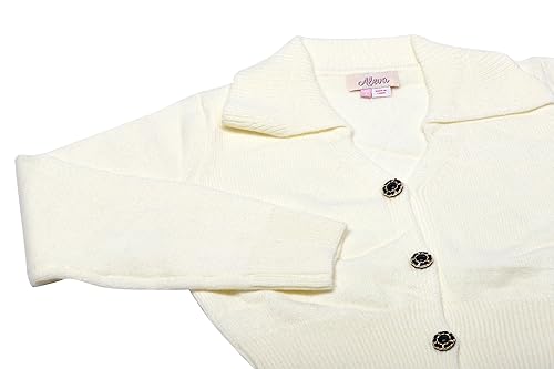 Aleva Damski kardigan z długim rękawem w delikatnym stylu z kołnierzem polo, wełniany biały, rozmiar XS/S, biały (wollweiss), XS
