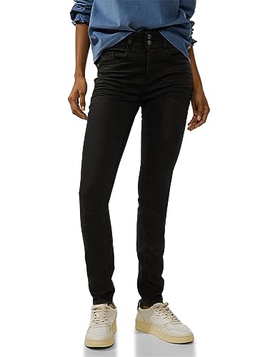 Street One Damskie spodnie jeansowe Slim i High, Black Rinsed Wash, 32W / 30L