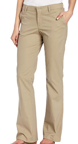 Dickies Damskie spodnie ze stretchem z diagonalu z płaskim przodem slim fit Bootcut khaki, Piasek pustynny, 34