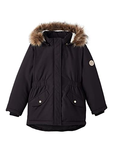 NAME IT Girl's NKFMACE Parka Jacket PB FO kurtka, czarna, 116, czarny, 116 cm