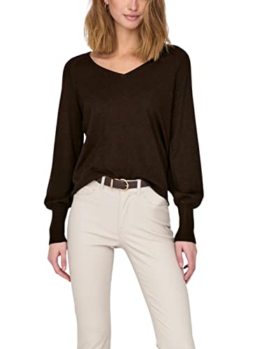 ONLY Damski sweter ONLMILA L/S z dekoltem w serek CC KNT, Black Coffee/Szczegóły: melanż, L