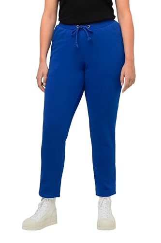 Ulla Popken Damskie spodnie dresowe, przytulnie miękka strona wewnętrzna, elastyczny ściągacz, niebieski (Jeans Blau), 46-48 duże rozmiary