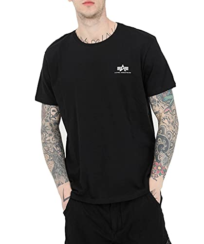 ALPHA INDUSTRIES Męski T-shirt Basic T Small Logo, czarny, 4XL-5XL