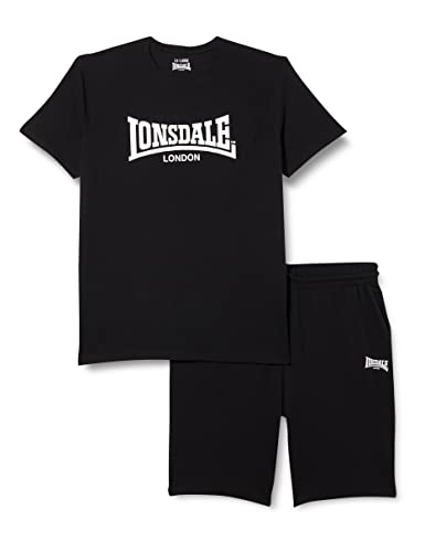 Lonsdale Męski T-shirt i szorty MOY, czarny/biały, XXL