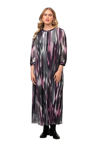 Ulla Popken Damska sukienka z siateczki, rozmyty nadruk, śliwka, 54/56