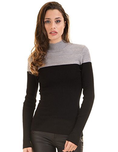 Morgan Sweter damski Pull Col Roulé Bicolore Mico sweter