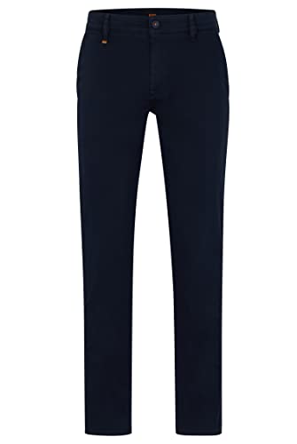 BOSS Męskie spodnie Schino-Slim D Slim-Fit ze stretchem - bawełniane satynowe niebieskie, NIEBIESKI, 42