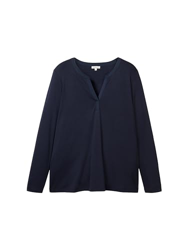 TOM TAILOR Damska koszulka z długim rękawem Plussize, 10668 - Sky Captain Blue, 46