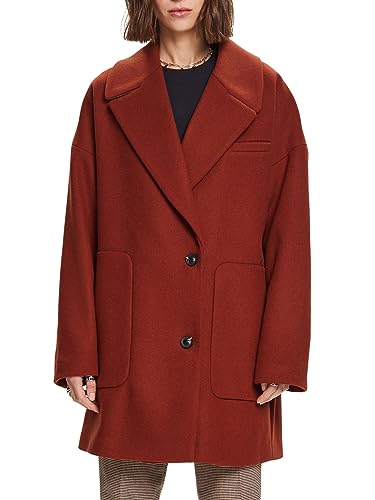 ESPRIT Z recyklingu: płaszcz z mieszanki wełny, Rust Brown, XS