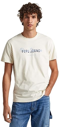Pepe Jeans Koszulka męska Keegan, beżowy (kość słoniowa), S