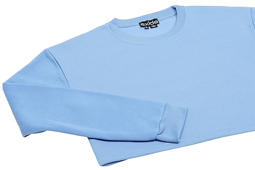 Hoona Damska bluza z długim rękawem ze 100% poliestru, z okrągłym dekoltem, delikatna, niebieska, rozmiar S, Delikatny niebieski, S