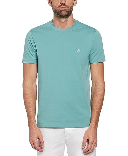 ORIGINAL PENGUIN - Koszulka męska, Pin Point Haftowane Logo T Shirt, 100% bawełna, Krótki rękaw, Oil Blue, L, Niebieski olejowy, L