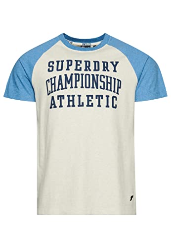Superdry Vintage Gym ATH Raglan tee Koszula męska, Thrift Blue Marl/Oatmeal Marl, M