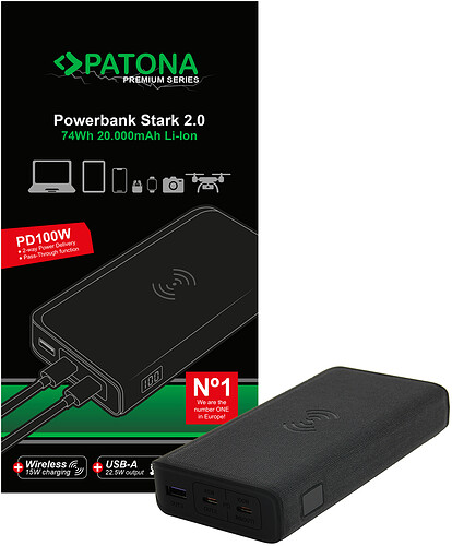 Powerbank Patona Stark 2.0 z ładowaniem indukcyjnym  Qi 15W/9987 -  Raty