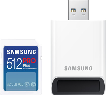 Karta Pamięci Samsung SDXC 512GB PRO Plus 2023 (180/130MB/s) + Czytnik (MB-SD512SB/WW) -  Raty
