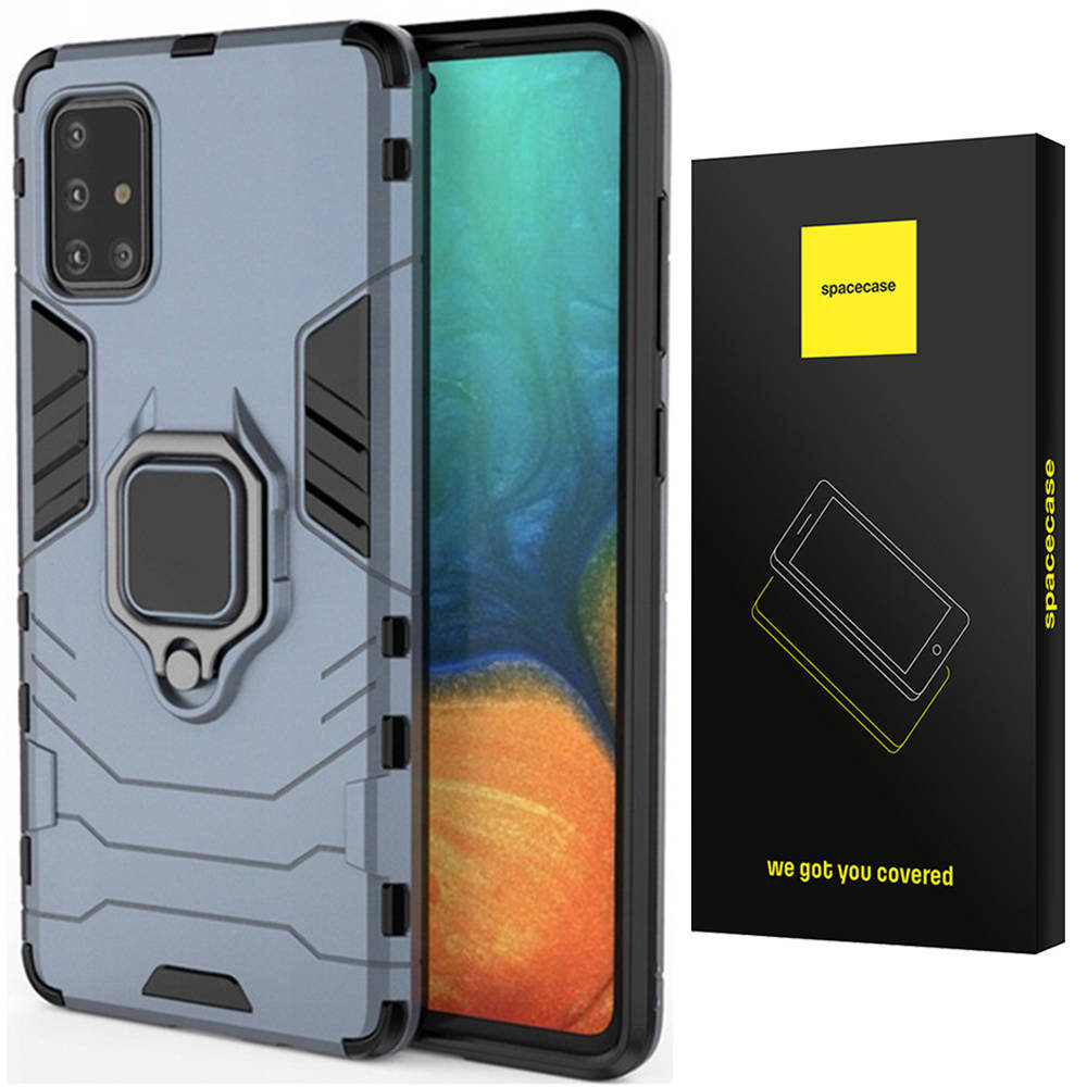 Etui Pancerne Spacecase X-Ring Uchwyt Magnetyczny Uchwyt Ring Case Obudowa Plecki Galaxy A71 Niebieski